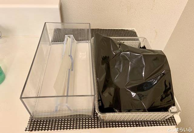 池袋ヤマダ電機 授乳室の手拭きタオルとビニール袋