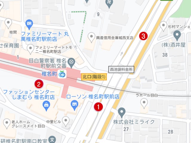 椎名町駅駐輪場マップ